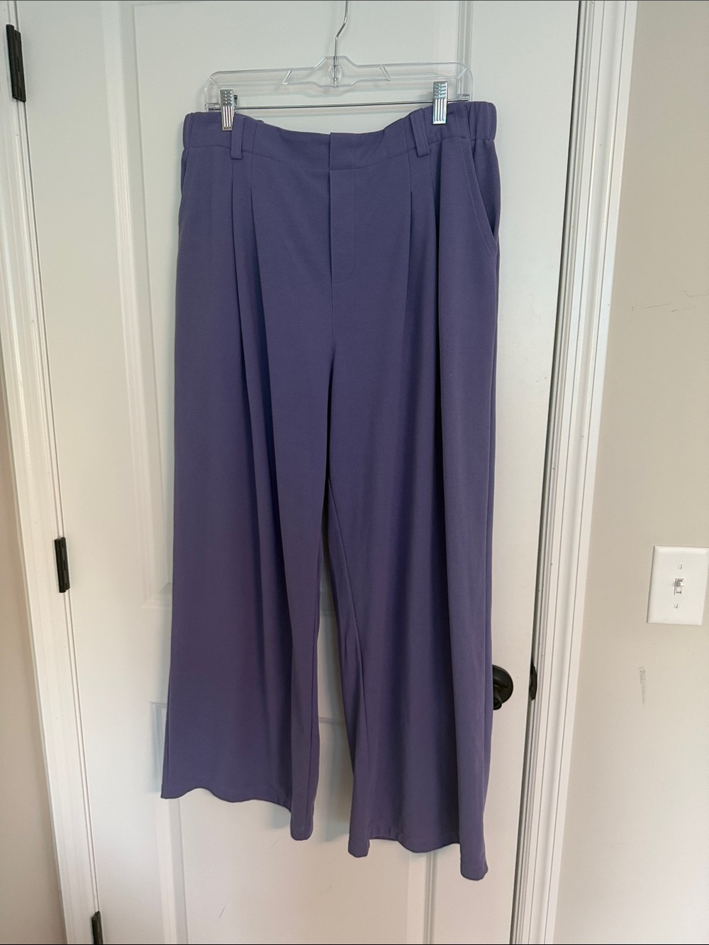HALARA waffle Women's Wide-Leg Pants in Dusty Purple
